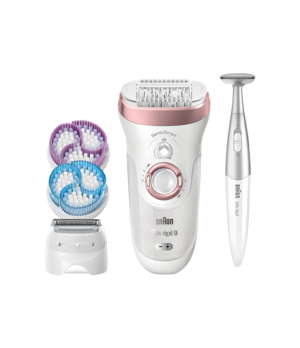 Braun Epilator | SES9-980 Silk-épil 9 SkinSpa | Operating time (max) 40 min | Number of power levels 2 | Wet & Dry | White/Pink