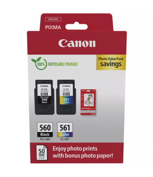 Canon Ink Cartridge + Photo Paper Value Pack | PG-560/CL-561 | Ink cartridge/Paper kit | Colour, Black