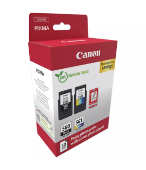 Canon Ink Cartridge + Photo Paper Value Pack | PG-560/CL-561 | Ink cartridge/Paper kit | Colour, Black