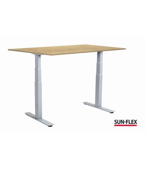 Reguliuojamo aukščio stalas SUN-FLEX®EASYDESK ADAPT, elektrinis, dviejų variklių, baltas rėmas, 140x80 cm, beržo stalviršis