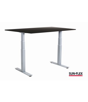 Reguliuojamo aukščio stalas SUN-FLEX®EASYDESK ADAPT, elektrinis, dviejų variklių, juodas rėmas, 140x80 cm,  šv. pilkas stalvirši