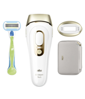 Braun Silk-expert Pro 5 Epilator | PL5052 | Bulb lifetime (flashes) 400.000 | Number of power levels 10 | White/Gold