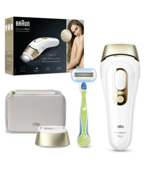 Braun Silk-expert Pro 5 Epilator | PL5052 | Bulb lifetime (flashes) 400.000 | Number of power levels 10 | White/Gold