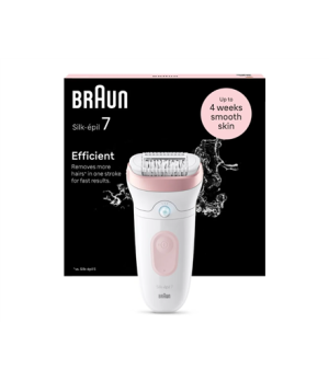 Braun Epilator | 7-000 Silk-épil 7 | Operating time (max) 40 min | Number of power levels 1 | Wet & Dry | White/Pink