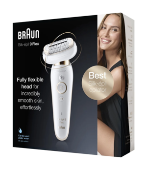 Braun Epilator | Silk-epil 9 Flex SES9001 | Operating time (max) 50 min | Number of power levels 2 | Wet & Dry | White