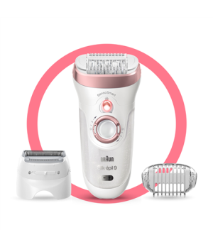 Braun Epilator | SE9730 Silk-epil 9 | Number of power levels 2 | Wet & Dry | White/Pink