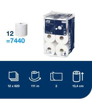 Tualetinis popierius TORK, 472193, SMARTONE MINI, 2 sl., 13.4x18 cm, 111 m, balta sp., 1 vnt.