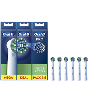 Oral-B | Replaceable toothbrush heads | EB50RX-6 Cross Action Pro | Heads | For adults | Number of brush heads included 6 | Whit