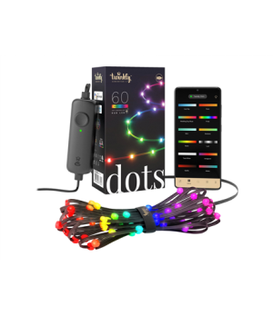 Twinkly|Dots Smart LED Lights 60 RGB (Multicolor), USB Powered, 3m, Black|RGB – 16M+ colors