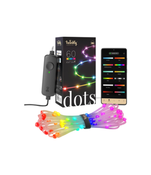 Twinkly|Dots Smart LED Lights 60 RGB (Multicolor), USB Powered, 3m, Transparent|RGB – 16M+ colors