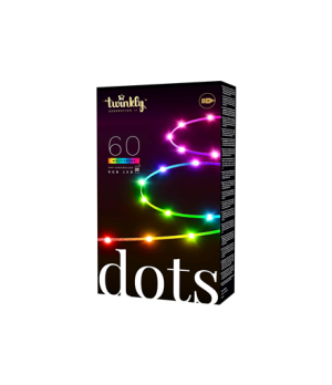 Twinkly|Dots Smart LED Lights 60 RGB (Multicolor), USB Powered, 3m, Transparent|RGB – 16M+ colors