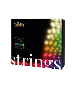 Twinkly|Strings Smart LED Lights 250 RGBW (Multicolor + White), 20m, Black wire|RGBW – 16M+ colors + Warm white