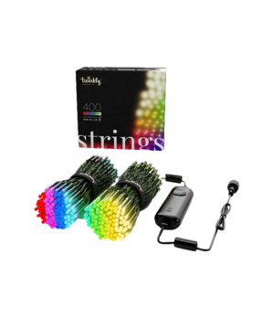 Twinkly|Strings Smart LED Lights 400 RGBW (Multicolor + White), 32m, Black wire|RGBW – 16M+ colors + Warm white