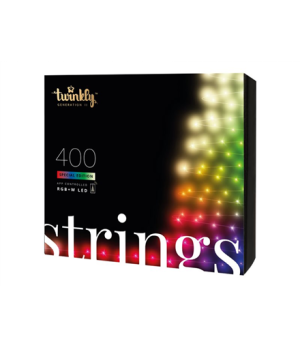 Twinkly|Strings Smart LED Lights 400 RGBW (Multicolor + White), 32m, Black wire|RGBW – 16M+ colors + Warm white