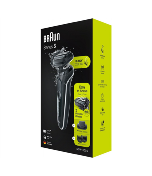 Braun | Shaver | 51-W1500s | Operating time (max) 50 min | Wet & Dry | Black/White