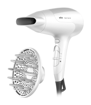 Braun | Hair Dryer | HD385 | 2000 W | Number of temperature settings 3 | Ionic function | Diffuser nozzle | White