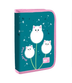 Forminis penalas YES HP-04,vieno skyrius su  dviem atvartais, Dandelion Cats, Capri mėlynas