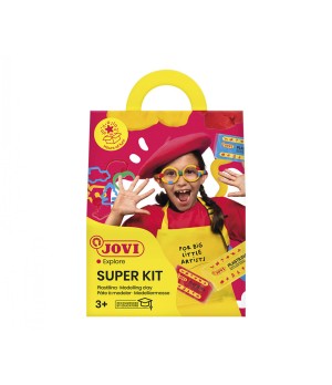 SUPER rinkinys Jovi: Plastilinas 3 blokeliai x 50 gr + 6 formelės ir 1 volelis plastilinui