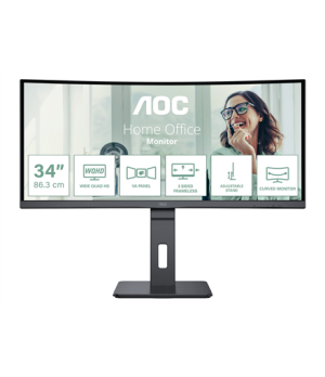 AOC CU34P3CV | 34 " | VA | 21:9 | 100 Hz | 4 ms | 3440 x 1440 pixels | HDMI ports quantity 1