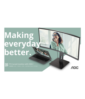 AOC CU34P3CV | 34 " | VA | 21:9 | 100 Hz | 4 ms | 3440 x 1440 pixels | HDMI ports quantity 1