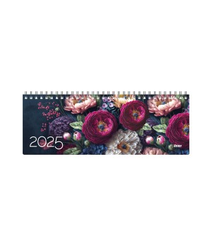 Kalendorius MEMO Floral 2025, 290 x 110 mm, kartoninis