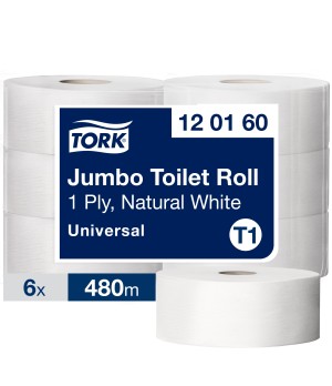 Tualetinis popierius TORK UNIVERSAL JUMBO T1,120160, 1 sl., 9.7 cm x 480 m, nebalintas