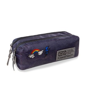 Penalas COOLPACK Pouch Sparkling Badges Jeans RECTANGULAR, su dvigubu užtrauktuku