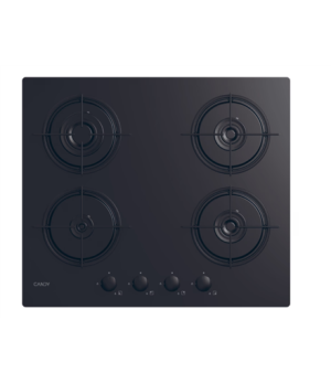 Candy Hob | CVW6BB | Gas on glass | Number of burners/cooking zones 4 | Knobs | Black