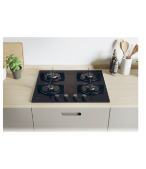 Candy Hob | CVW6BB | Gas on glass | Number of burners/cooking zones 4 | Knobs | Black