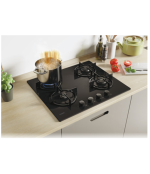 Candy Hob | CVW6BB | Gas on glass | Number of burners/cooking zones 4 | Knobs | Black