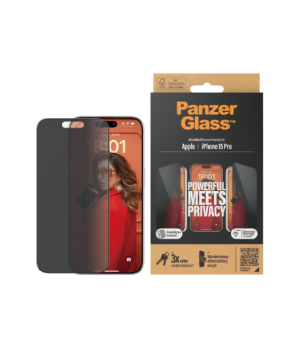 PanzerGlass | Screen protector | Apple | iPhone 15 Pro | Glass | Black | Ultra-Wide Fit w. EasyAligner