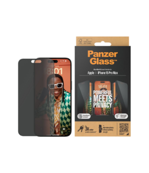 PanzerGlass | Privacy Screen Protector | Apple | iPhone 15 Pro Max | Tempered glass | Black | Ultra-Wide Fit W. Easyaligner