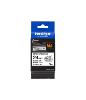 Brother | TZe-S251 Strong Adhesive Laminated Tape | Black on White | TZe | 8 m | 2.4 cm