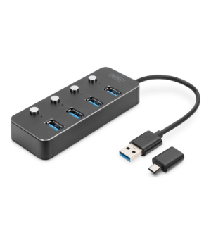 Digitus | USB 3.0 Hub, 4-port, Switchable, Aluminum Housing | DA-70247