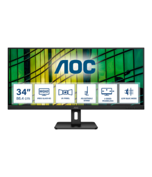 AOC | Monitor | U34E2M | 34 " | VA | WQHD | 21:9 | 100 Hz | 4 ms | 3440 x 1440 | 300 cd/m² | HDMI ports quantity 2 | Black