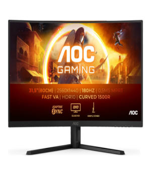 AOC CQ32G4VE | 31.5 " | VA | QHD | 16:9 | 180 Hz | 1 ms | 2560 x 1440 pixels | 300 cd/m² | HDMI ports quantity 2