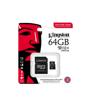 Kingston | UHS-I | 64 GB | microSDHC/SDXC Industrial Card | Flash memory class Class 10, UHS-I, U3, V30, A1 | SD Adapter