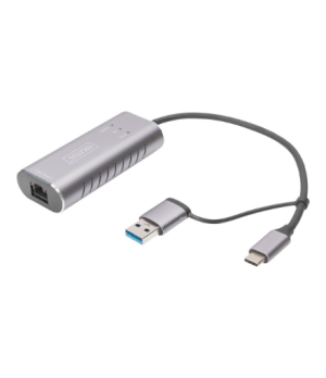 Digitus USB Type-C Gigabit Ethernet Adapter 2.5G, USB-C + USB A (USB3.1/3.0) | DN-3028 | USB3.0/USB C 3.1 to 2.5G Ethernet Adapt