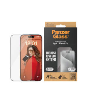 PanzerGlass | Screen protector | Apple | iPhone 15 Pro | Glass | Clear | Easy installation Fingerprint resistant Anti-yellowing 