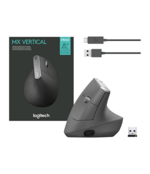 Logitech | Ergonomic Mouse | MX VERTICAL | Wireless | USB, Bluetooth | Graphite