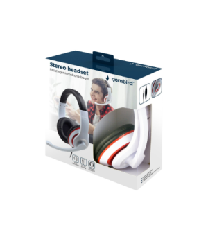 Gembird | Stereo Headset | MHS 03 WTRDBK | 3.5 mm | White and Black Color with Red Ring | Headset