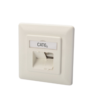 Digitus CAT 6A Class EA network outlet,shielded,2xRJ45,LSA pure white, flush mount, horizontal cable install. | CAT 6A Class EA 