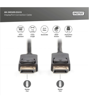 Digitus | DisplayPort Connection Cable | Black | DP male | DP male | DP to DP | 1 m