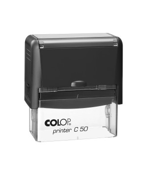 Antspaudas COLOP Printer C50, juodas korpusas, mėlyna pagalvėlė