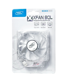 Deepcool Xfan 80 mm,  transparent frame with blue LED, 3Pin/2pin case ventilation fan