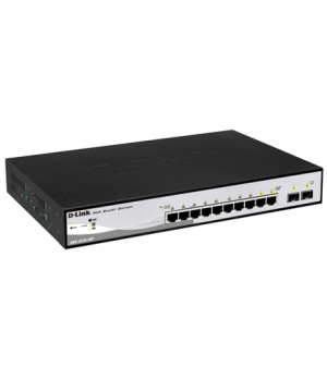 D-LINK DGS-1210-10P, Gigabit Smart III Switch with 8 10/100/1000Base-T PoE ports and 2 combo 1000Base-T/MiniGBIC (SFP) ports, 80