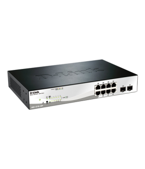 D-LINK DGS-1210-10P, Gigabit Smart III Switch with 8 10/100/1000Base-T PoE ports and 2 combo 1000Base-T/MiniGBIC (SFP) ports, 80