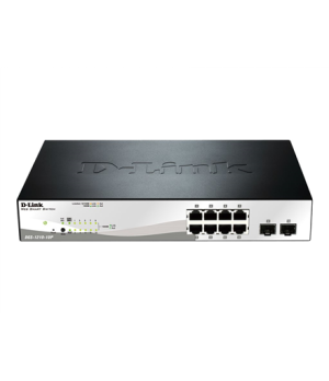 D-LINK DGS-1210-10P, Gigabit Smart III Switch with 8 10/100/1000Base-T PoE ports and 2 combo 1000Base-T/MiniGBIC (SFP) ports, 80