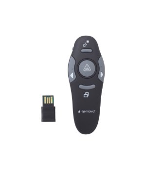 Gembird | Wireless presenter with laser pointer | WP-L-01 | Black | Depth 25 mm | Height 105 mm | Red laser pointer. 4 buttons t