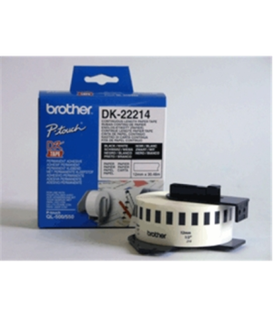 Brother | DK-22214 Continuous Length Paper Label | Black, White | DK | 12mm | 30.5 m